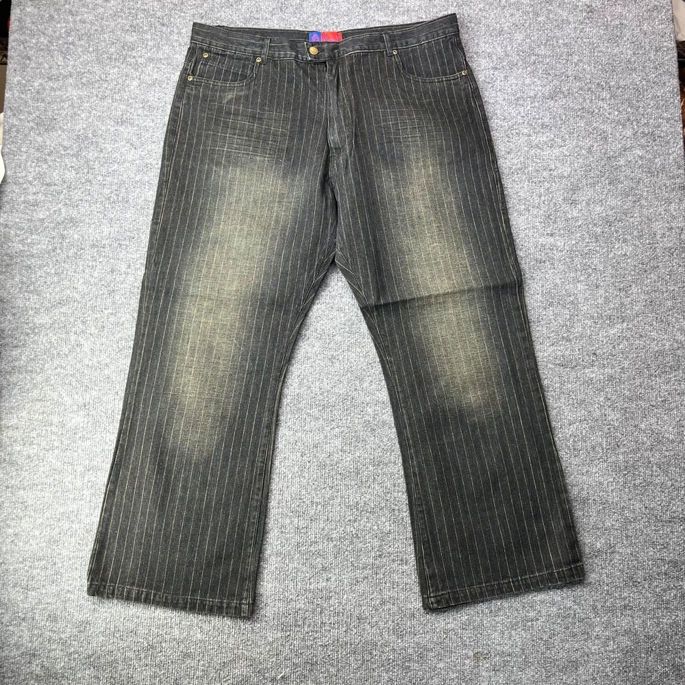 VTG Deadstock Y2K Super‎ S Jeans Men's Denim Hickory Pinstripe Relaxed - 39X30